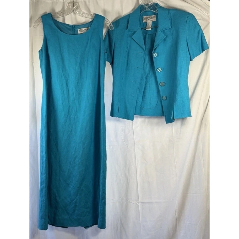Jessica Howard Dress 2 Pc Set Womens 4 Petite Blue - Picture 5 of 16